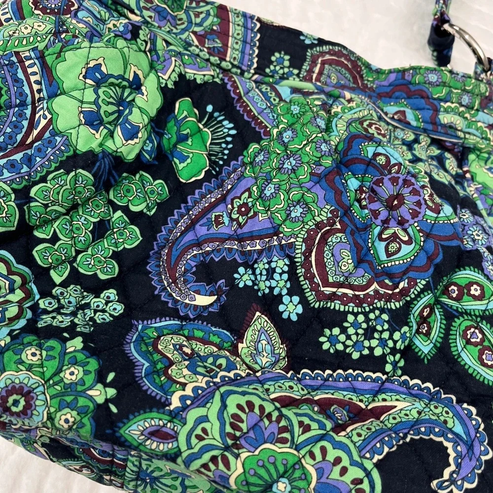Vera Bradley Hobo Bag Black Green Blue Quilted‎ Shoulder Purse Blue raphsody